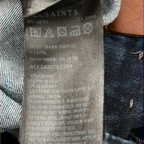 2 pair of AllSaints Mast Fit jeans Bundle - Picture 8 of 9